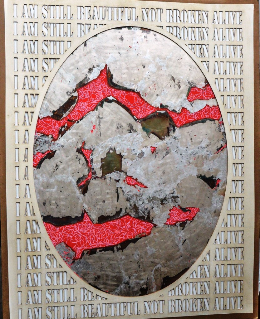 Title: I'm Still Beautiful, Year: 2016, Medium: Gouache, silver leaf and laser on wasli, Size: 27 x 21 inches, Contact: info@unicorngalleryblog.com